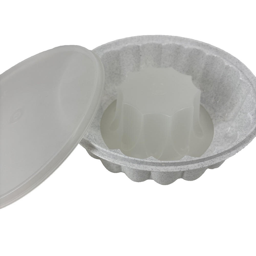 Vintage Tupperware Jello Mold Speckled Gray White Lid Jell-O‎ Gelatin